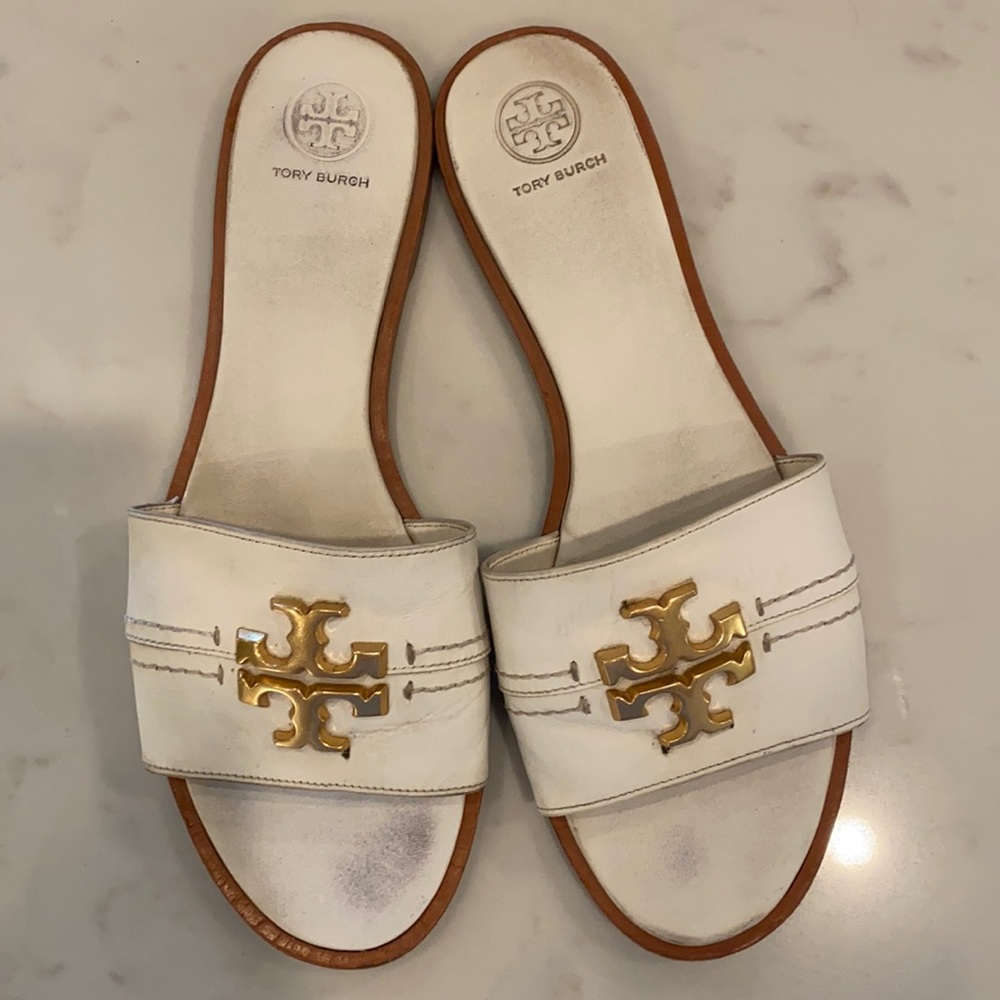 Tory Burch White Slides